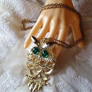 Vintage Large Owl Necklace Pendant